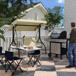 Outsunny 4Ft Aluminium Portable Folding Camping Picnic Table Outdoor Garden - thumbnail 9