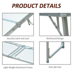Outsunny 4Ft Aluminium Portable Folding Camping Picnic Table Outdoor Garden - thumbnail 6