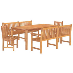 Berkfield 5 Piece Garden Dining Set Solid Wood Teak - thumbnail 3