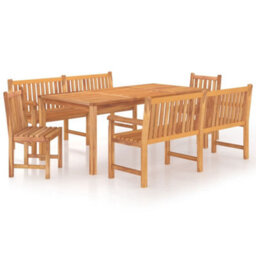 Berkfield 5 Piece Garden Dining Set Solid Wood Teak - thumbnail 2