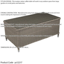 Loops 108Cm Outdoor Coffee Table - Rattan Wicker & Glass Top - Garden Bistro Dining - thumbnail 2
