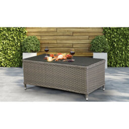 Loops 108Cm Outdoor Coffee Table - Rattan Wicker & Glass Top - Garden Bistro Dining - thumbnail 6