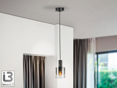 Luminosa Lighting Luminosa Venize Slim Pendant Ceiling Light Black, Smoke 1Xe27 - Uk Stock - image 1