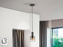 Luminosa Lighting Luminosa Venize Slim Pendant Ceiling Light Black, Smoke 1Xe27 - Uk Stock - thumbnail 1