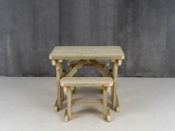 Arbor Garden Solutions Yews Picnic Bench - Wooden Rounded Garden Table And Bench Set (4Ft, Natural Finish) - thumbnail 4