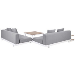 Beliani 5-Seater Outdoor Sofa Set With Coffee Tables, Grey Fabric, Powder-Coated Frame - thumbnail 5