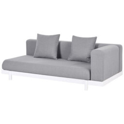 Beliani 5-Seater Outdoor Sofa Set With Coffee Tables, Grey Fabric, Powder-Coated Frame - thumbnail 6