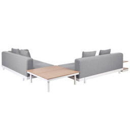 Beliani 5-Seater Outdoor Sofa Set With Coffee Tables, Grey Fabric, Powder-Coated Frame - thumbnail 4