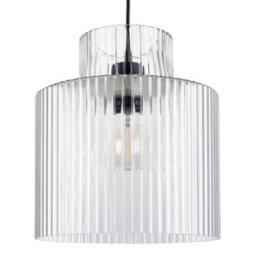First Choice Lighting Set Of 2 Portland - Matt Black Clear Ribbed Glass Ceiling Pendants - thumbnail 6