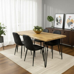 Kosy Koala Dining Table Set With 4 Black Gem Pattern Chairs Modern Kitchen Dining Room Furniture - thumbnail 2