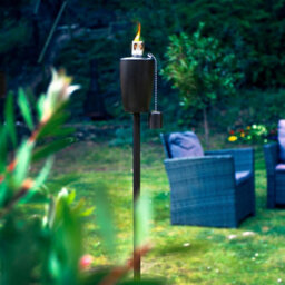 Harbour Housewares 146Cm Metal Garden Torches - Barrel - Set Of 2 Black Outdoor Lighting Oil Fuel Lamp Candle Flame Lantern - thumbnail 5