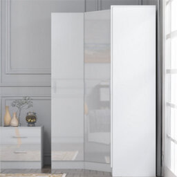 Reflect 3Pc Wardrobe Bundle - 1 Door Corner + 2X 1 Door Plain - White Gloss & Matt White - H: 180Cm X W: 150Cm X D: 74Cm - thumbnail 3