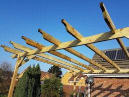 Arbor Garden Solutions Sculpted Wooden Garden Pergola Kit, 3.6M X 4.2M (Rustic Brown Finish) - thumbnail 4