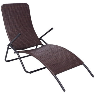 Walplus Folding Sun Lounger Poly Rattan Brown - image 1