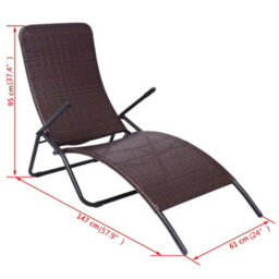 Walplus Folding Sun Lounger Poly Rattan Brown - thumbnail 6