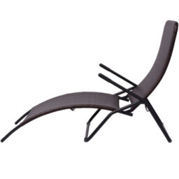 Walplus Folding Sun Lounger Poly Rattan Brown - thumbnail 3