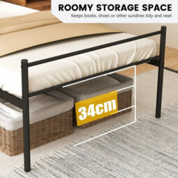 3Ft Single Metal Bed Frame Heavy-Duty Slatted Platform Bed Headboard - thumbnail 6
