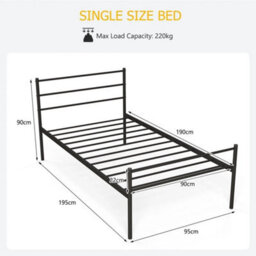 3Ft Single Metal Bed Frame Heavy-Duty Slatted Platform Bed Headboard - thumbnail 2