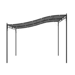 Outsunny 4 X 3M Wall Mounted Awning Free Stand Canopy Shade Porch Pergola Grey - thumbnail 7
