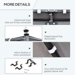 Outsunny 4 X 3M Wall Mounted Awning Free Stand Canopy Shade Porch Pergola Grey - thumbnail 4