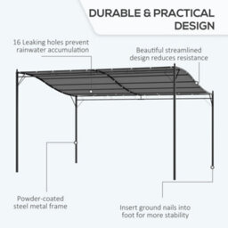 Outsunny 4 X 3M Wall Mounted Awning Free Stand Canopy Shade Porch Pergola Grey - thumbnail 5