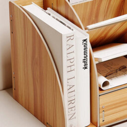 Natural Wooden Shelf Desk Organiser Storage Desktop Pen Holder Box - thumbnail 6