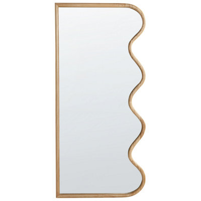 Beliani Wall Mirror Murat 69 Cm 150 Cm Paulownia Wood Natural - image 1