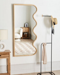 Beliani Wall Mirror Murat 69 Cm 150 Cm Paulownia Wood Natural - thumbnail 2
