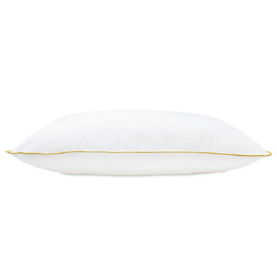 Lancashire Textiles Cotton Pillow Pack Of 2, Gold Piping Edge, Hollowfibre Filled Medium Firmness And Support Bed Cushion - image 1