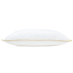 Lancashire Textiles Cotton Pillow Pack Of 2, Gold Piping Edge, Hollowfibre Filled Medium Firmness And Support Bed Cushion 
