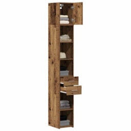 Walplus Slim Storage Cabinet With Drawer Old Wood 30 X 42.5 X 225 Cm - thumbnail 3