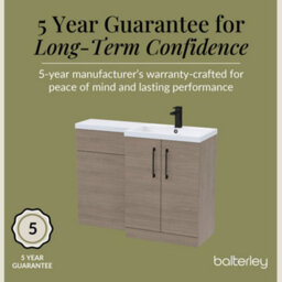 Balterley Right-Hand Bathroom Vanity And Wc Unit Combination With Basin - 1100mm - Woodgrain Mid Oak With Black Handles - thumbnail 6