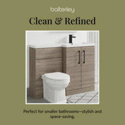 Balterley Right-Hand Bathroom Vanity And Wc Unit Combination With Basin - 1100mm - Woodgrain Mid Oak With Black Handles - thumbnail 7