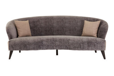 Orsina Functional Sturdy Grey Velvet 3 Seat Sofa, Stylish Mid Century Sofa For Bedroom, Comfortable 3 Seater Sofa - image 1