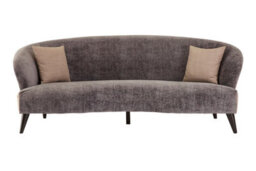Orsina Functional Sturdy Grey Velvet 3 Seat Sofa, Stylish Mid Century Sofa For Bedroom, Comfortable 3 Seater Sofa