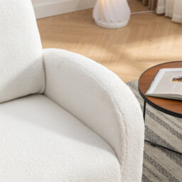 Abrihome Teddy Fabric Rocking Chair Mid-Century Modern Style With Padded Seat Living Room Bedroom Accent Chair (Beige) - thumbnail 4