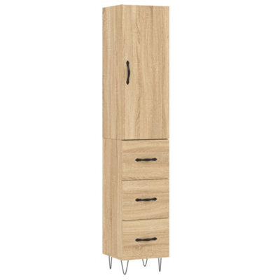 Berkfield Modern Highboard Sonoma Oak 34.5X34X180 Cm Engineered Wood - image 1