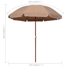 Berkfield Elegant Parasol With Steel Pole 240 Cm Taupe - thumbnail 5