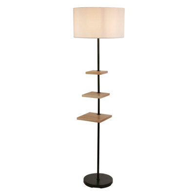 Lighting Collection Guinea Light Wood Shelf Floor Lamp - image 1