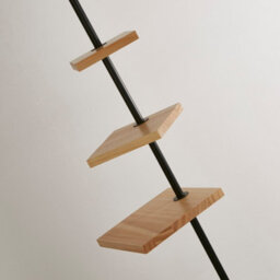 Lighting Collection Guinea Light Wood Shelf Floor Lamp - thumbnail 3
