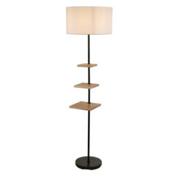 Lighting Collection Guinea Light Wood Shelf Floor Lamp - thumbnail 1