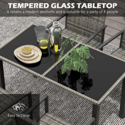 Wyld Haus Saka 5-Piece Rattan Outdoor Dining Set - 4-Seater With Tempered Glass Rectangular Table - thumbnail 5