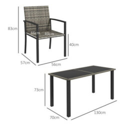 Wyld Haus Saka 5-Piece Rattan Outdoor Dining Set - 4-Seater With Tempered Glass Rectangular Table - thumbnail 3