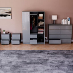 Lassic Vida Designs Glinton 4 Piece Grey Fsc Bedroom Set - (8 Drawer Chest, 3 Door Wardrobe, 2 Drawer Bedside Chest X2) - thumbnail 3