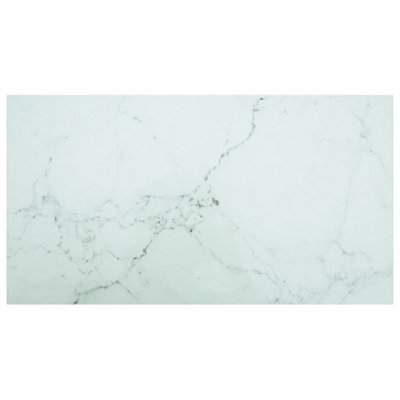 Berkfield Table Top White 120X65 Cm 8mm Tempered Glass With Marble Design - image 1