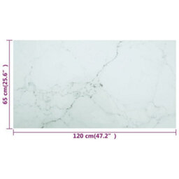 Berkfield Table Top White 120X65 Cm 8mm Tempered Glass With Marble Design - thumbnail 6