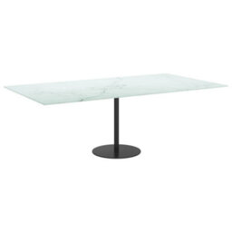 Berkfield Table Top White 120X65 Cm 8mm Tempered Glass With Marble Design - thumbnail 5