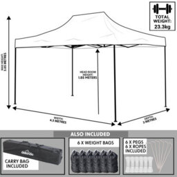 Dellonda Premium 3 X 4.5M Pop-Up Gazebo Water Resistant Carry Bag Stakes Bags - thumbnail 6