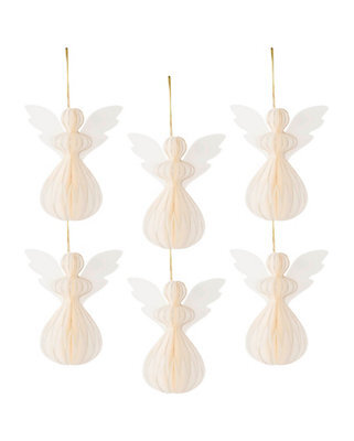 Werchristmas Set Of 6 Off-White Paper Angel Christmas Decorations, 13 Cm - image 1