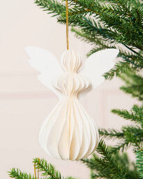 Werchristmas Set Of 6 Off-White Paper Angel Christmas Decorations, 13 Cm - thumbnail 4